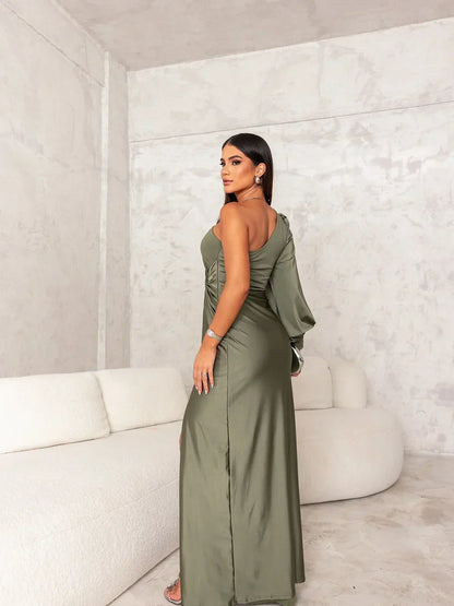 One-Sleeve Knotted Maxi Dress | Elara