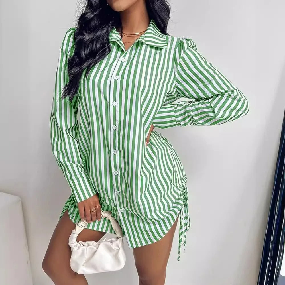 Women Shirt Dress Striped Cotton | Lydia-2