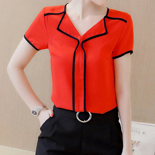 Women Short Sleeve Blouse White Lightweight | Rosa-1
