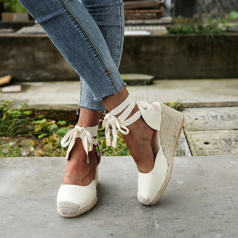 Lace-Up Wedge Espadrilles | Leocadia