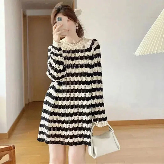 Women Sweater Dress Black Soft Fabric | Agnes-1