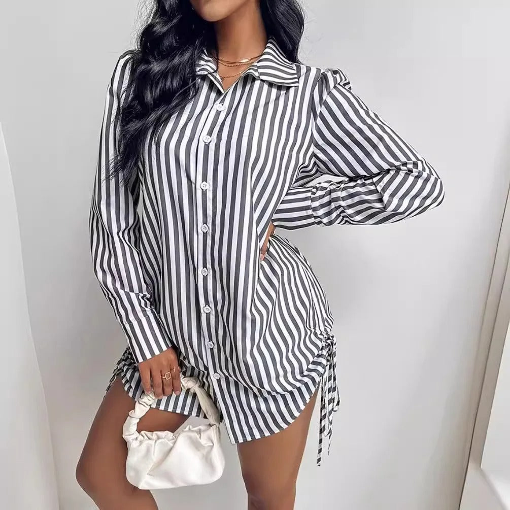 Variant image for Women Shirt Dress Striped Cotton | Lydia-6