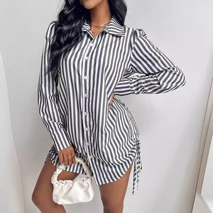 Variant image for Women Shirt Dress Striped Cotton | Lydia-6