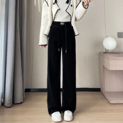 Variant image for Women Straight Corduroy Pants Black Fleece Lining | Alice-7
