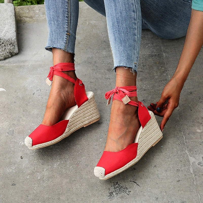 Lace-Up Wedge Espadrilles | Leocadia