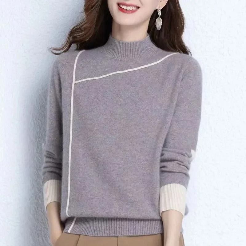 Variant image for Women Turtleneck Sweater Beige Knitted | Florence-19