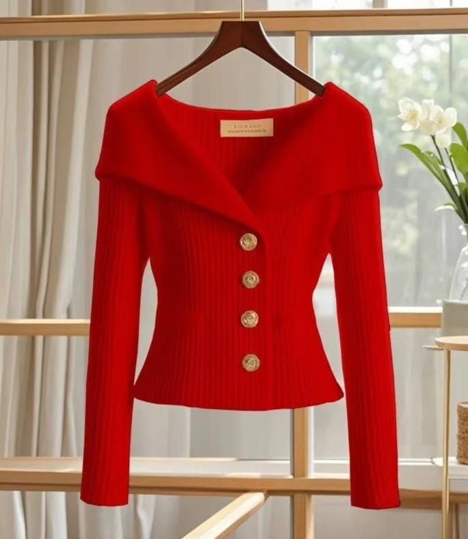 Variant image for Women Long Sleeve Sweater Ruby Fabric | Elegant Style-6
