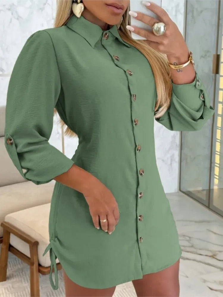 Women Shirt Dress White Lightweight Fabric | Lottie-4