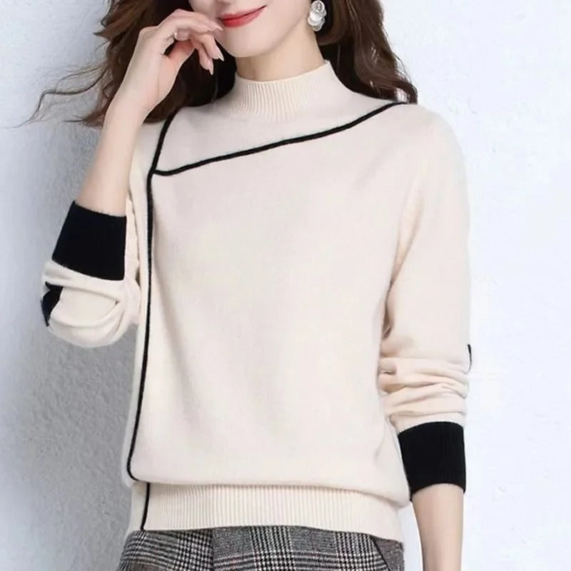 Variant image for Women Turtleneck Sweater Beige Knitted | Florence-7