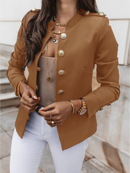 Women Blazer Jacket Black Soft Fabric | Elegant O-Neck Design-3