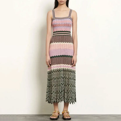 Women Chevron Knit Midi Sundress | Leandra