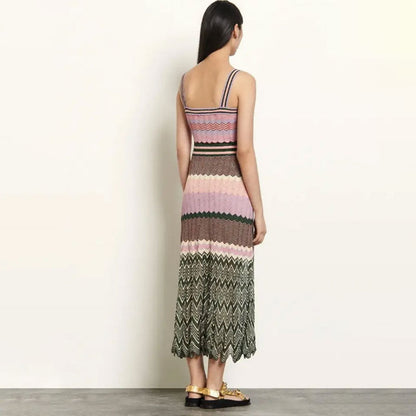 Women Chevron Knit Midi Sundress | Leandra