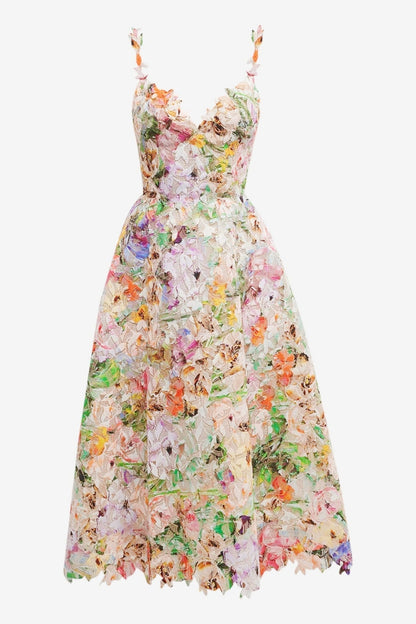 3D Floral Midi Dress | Caroline