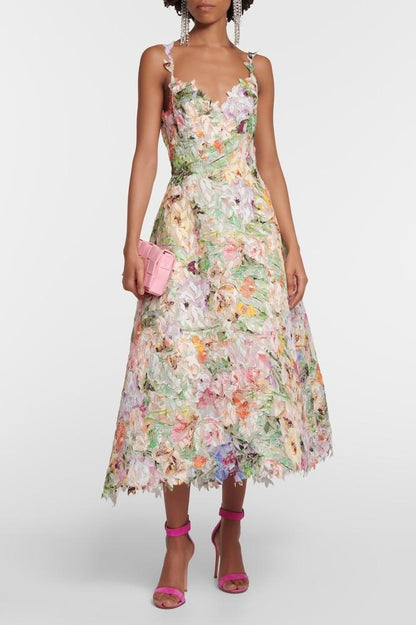 3D Floral Midi Dress | Caroline