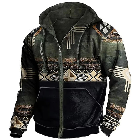 Men Tribal-Inspired Hooded Jacket | Mars