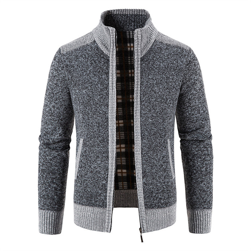 Warm Ribbed Knit Casual Cardigan for Men | Aldwin