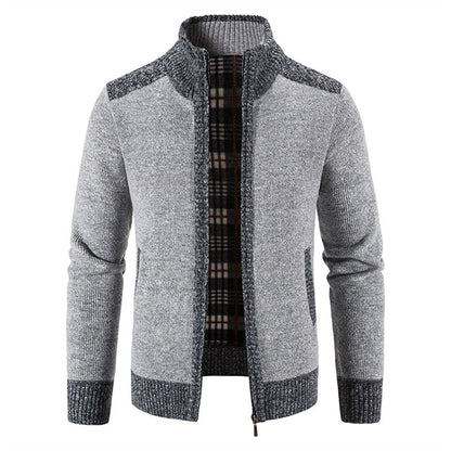 Warm Ribbed Knit Casual Cardigan for Men | Aldwin