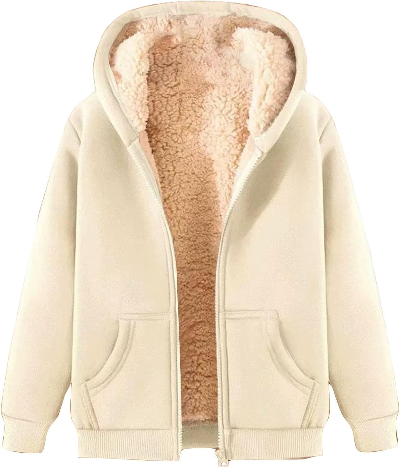 Women's Warm Fleece Hoodie Beige