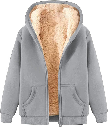 Warm Fleece Zip Hoodie | Alondra