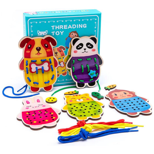 Kids Wooden Animal Sewing Cards | Montessori Learning-1